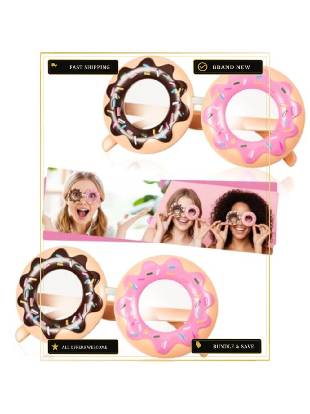 Plastic Donut Sunglasses Novelty Party Costume Eyewear